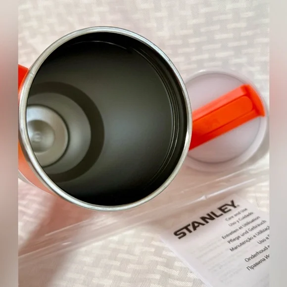 Stanley Orange Insulated Travel Mug with Handle and Straw - Picture 2 of 4